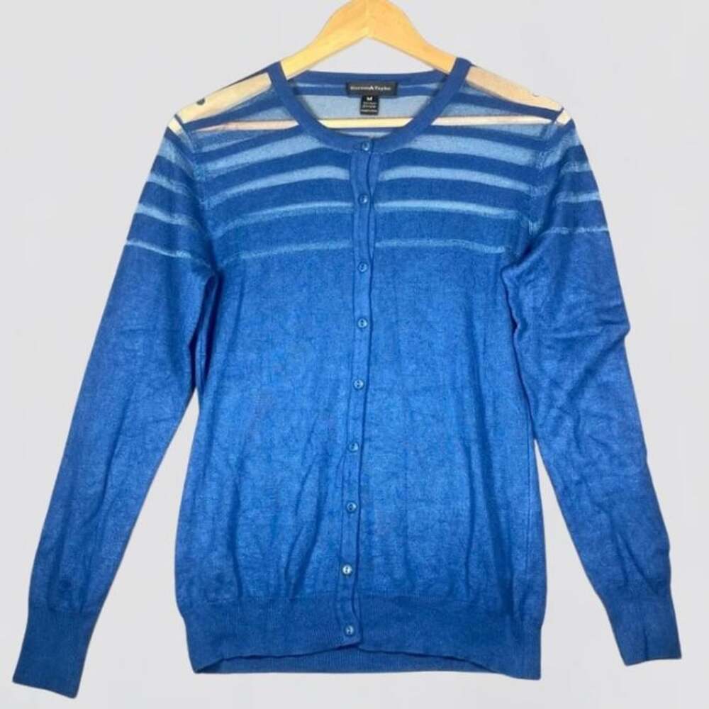 Karson & Taylor Blue Sheer Stripe Cardigan Size M